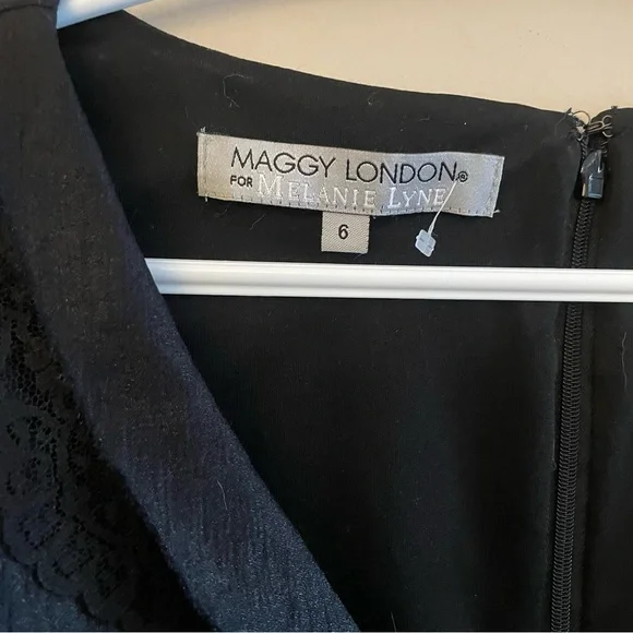 Maggy London Black Tiered Lace V-Neck Cap Sleeve Mini Dress - Size 6 EUC - Picture 5 of 16